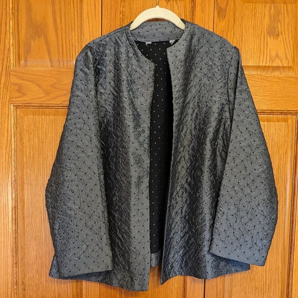 Catherine's Iridescent Black & Gray Lightweight Open Unlined Jacket  Sz 18/20